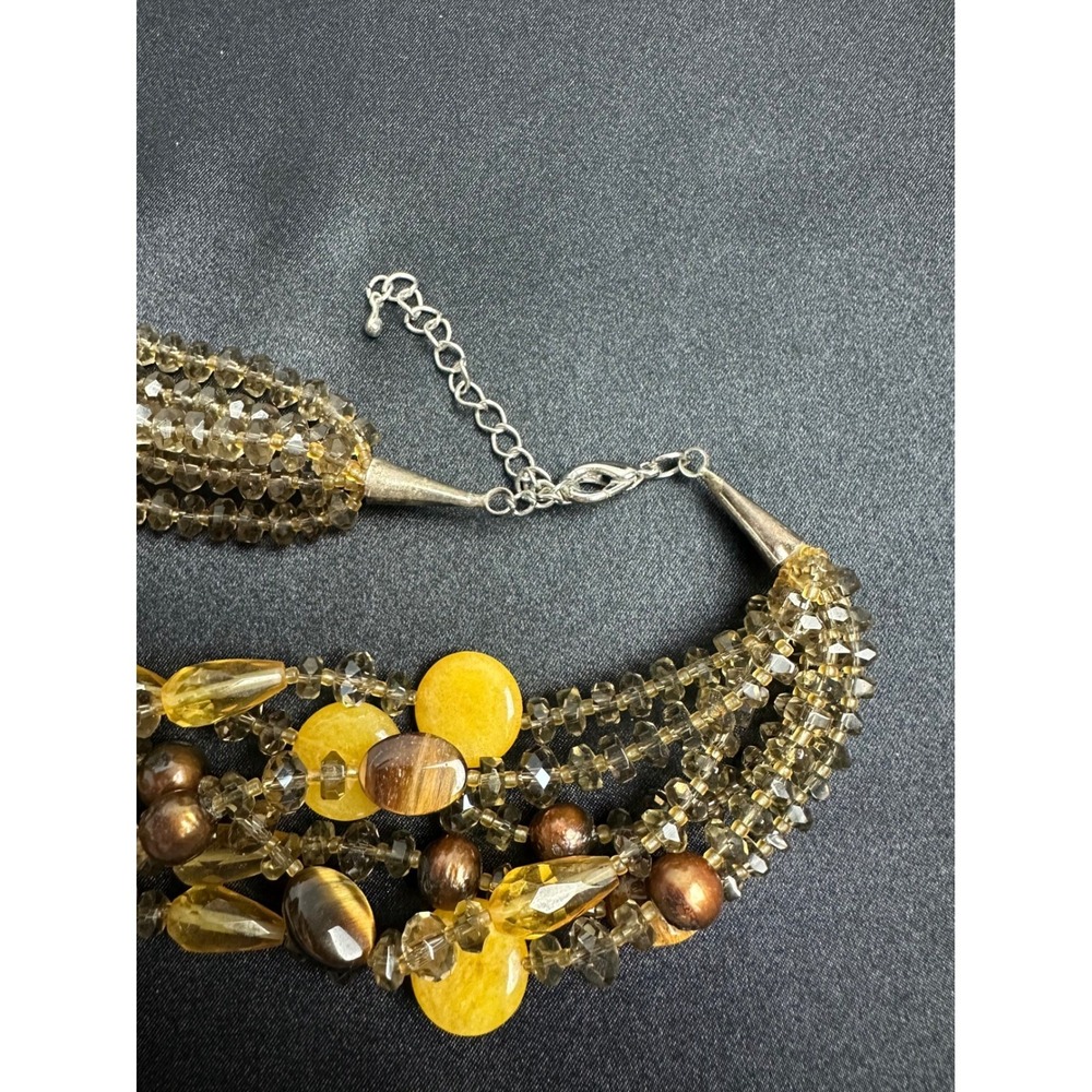 Unbranded Statement Necklace Women OS Amber Yellow Multi-Strand Floral - Picture 5 of 6